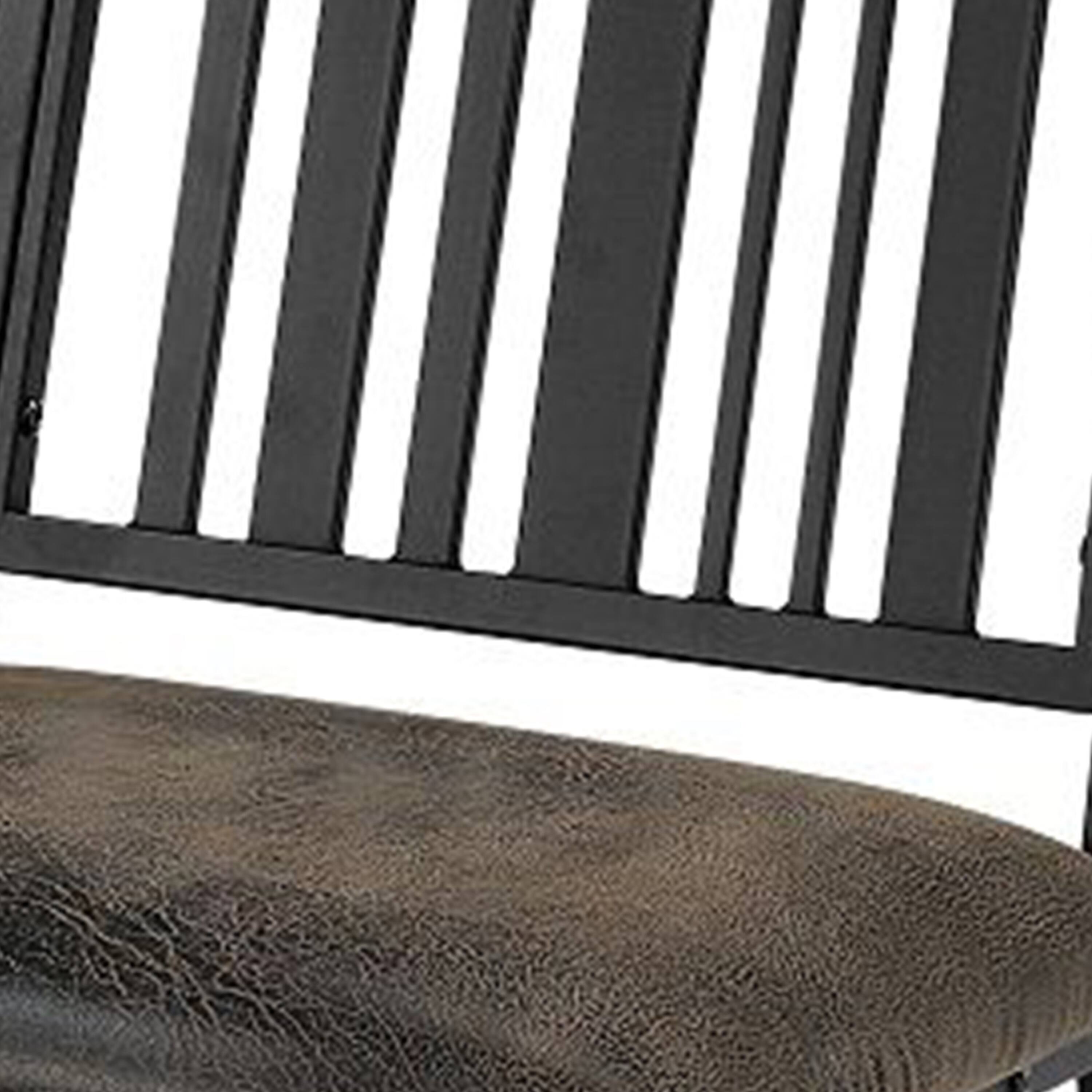 Alt View 2. Manhattan Lane - Nori 24 Inch Side Dining Chair Set of 2, Slatted Back, Faux Leather - Brown, Black.