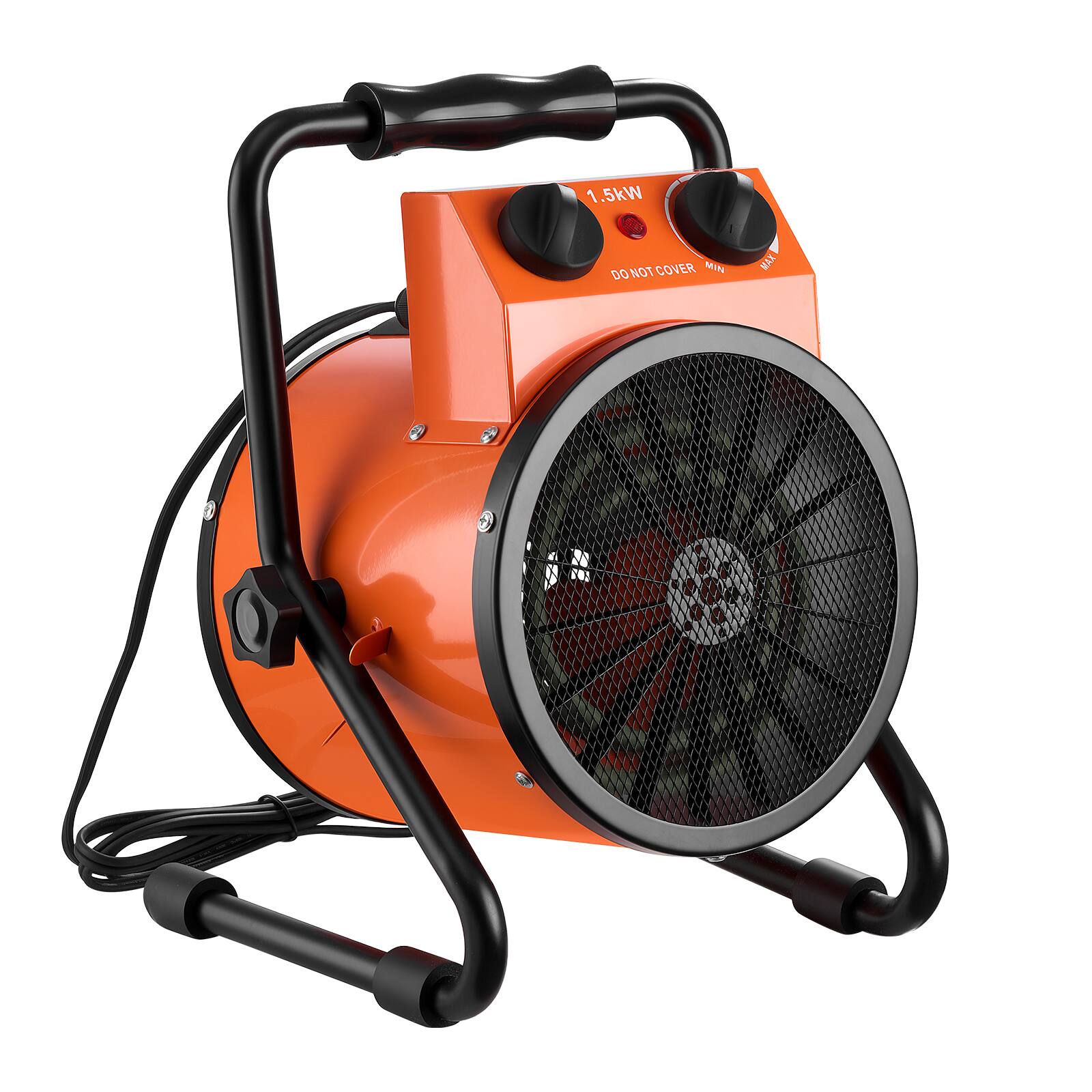VEVOR - Greenhouse Heater, 1500W Electric Space Heater with Fan & High Heat Modes, IPX4 Protection, 25° Adjustable Angle - Black;Orange