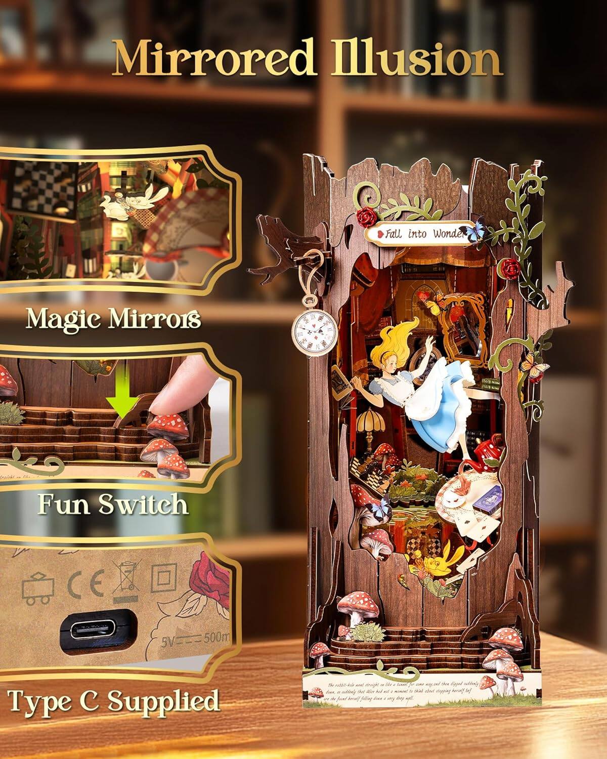 Mirrored Illusion  
Fall into Wonder  
Magic Mirrors  
Fun Switch  
Type C Supplied  
5V = 500mA
