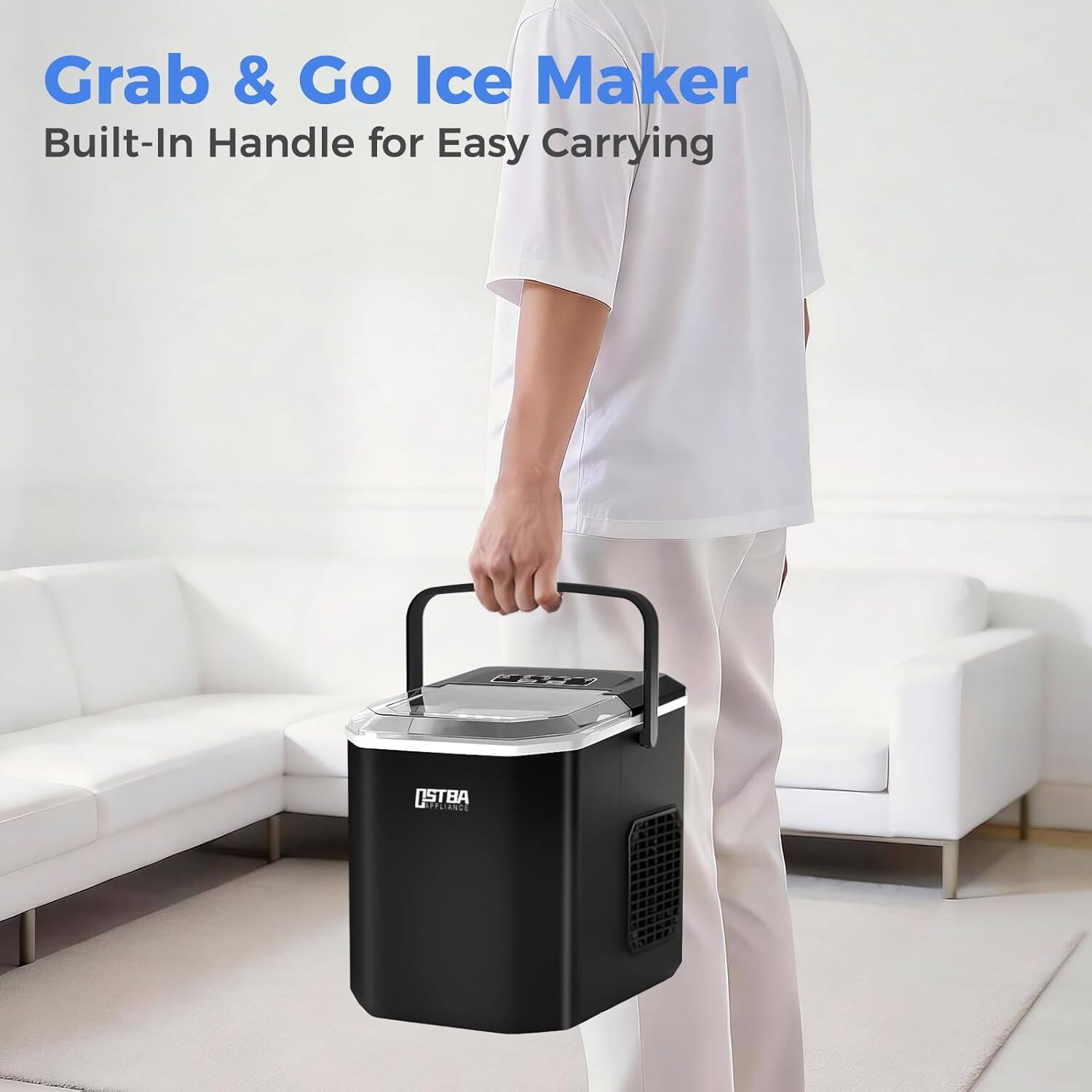 Grab & Go Ice Maker  
Built-In Handle for Easy Carrying