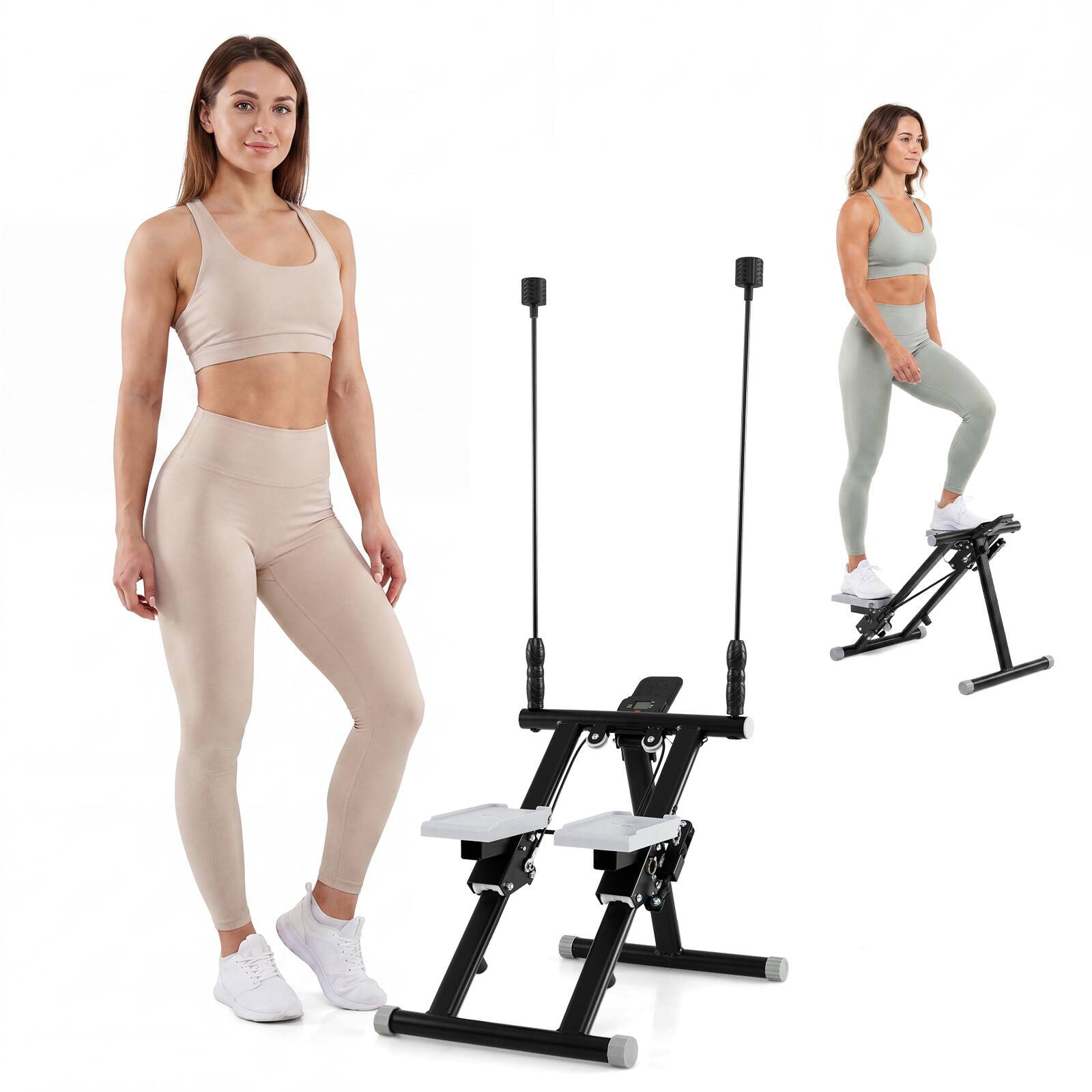 Alt View 10. Costway - Costway Stair Stepper with Detachable Handlebar LCD Monitor Stable Frame for Home Exercise - Black + Gray.