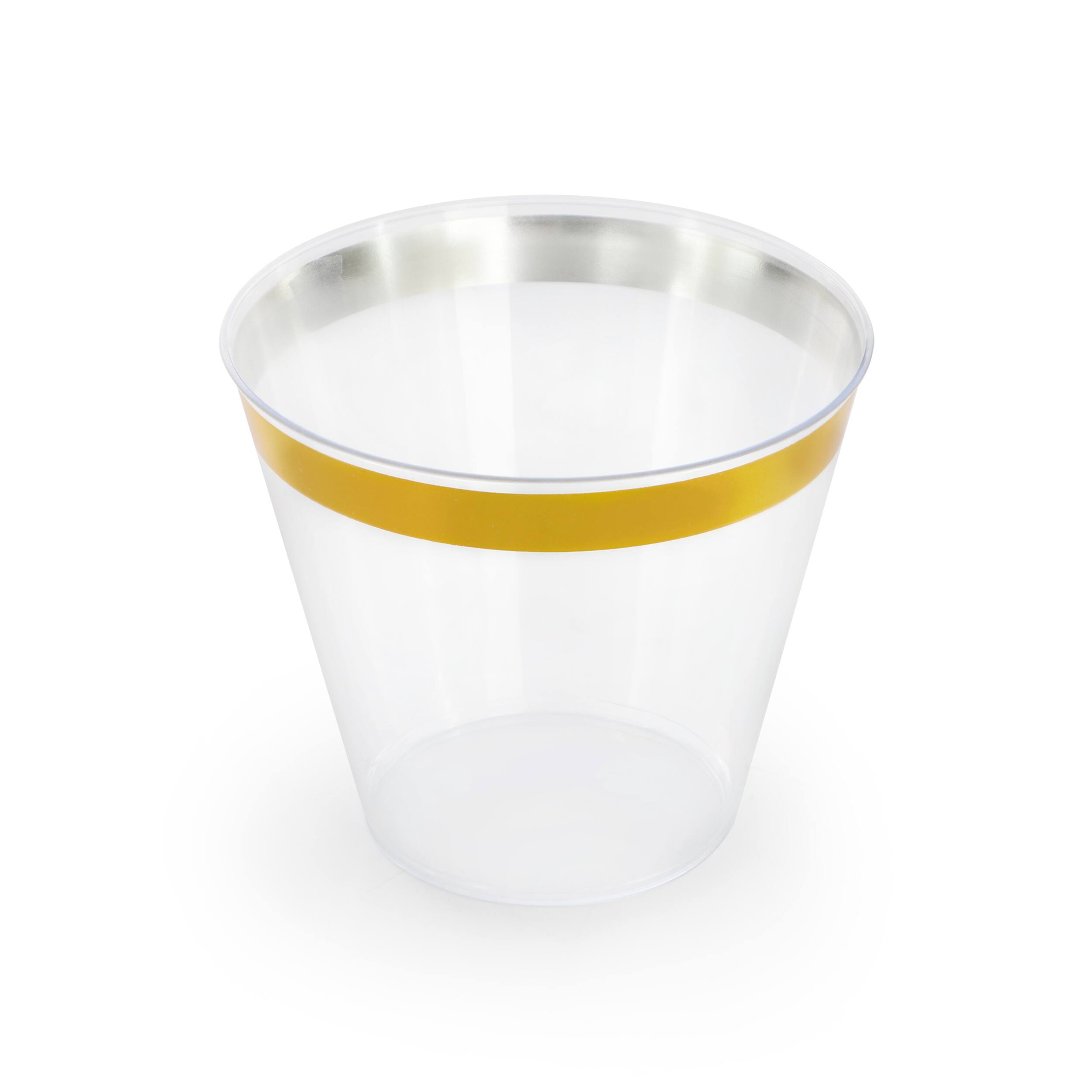 Alt View 3. Elama - Elama 150 Piece Disposable Plastic Dinnerware Party Set for 25 Guests in White with Gold Decal Trim - White.