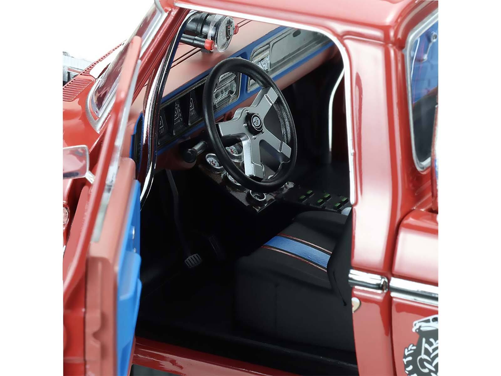 Back. Greenlight - 1979 Ford F-250 Monster Truck with 48-Inch Tires "Walkin' Tall" Red "Kings of Crunch" Series 1/18 - Red.