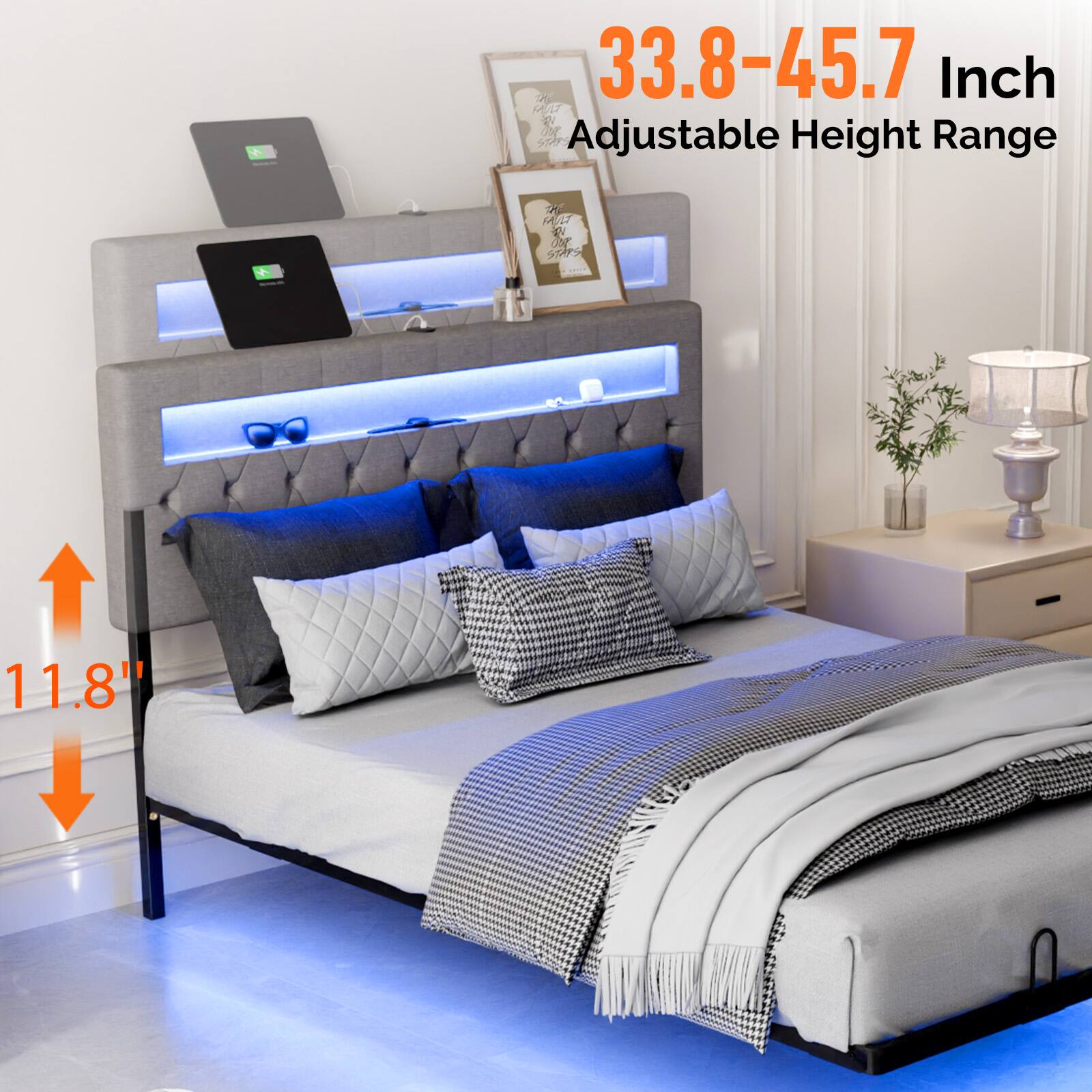 33.8-45.7 Inch Adjustable Height Range  
11.8"
