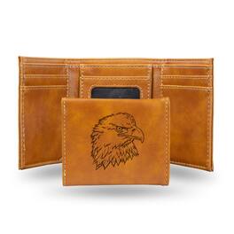 Rico Industries - Outdoor Sportsman Bald Eagle Head Laser Engraved Brown Trifold Wallet - Multi
