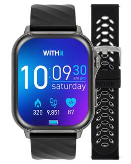 WITHit - 22mm Silicone & Universal Mesh Bands for GIGA Smartwatch 42x48.5mm - Black/Gray