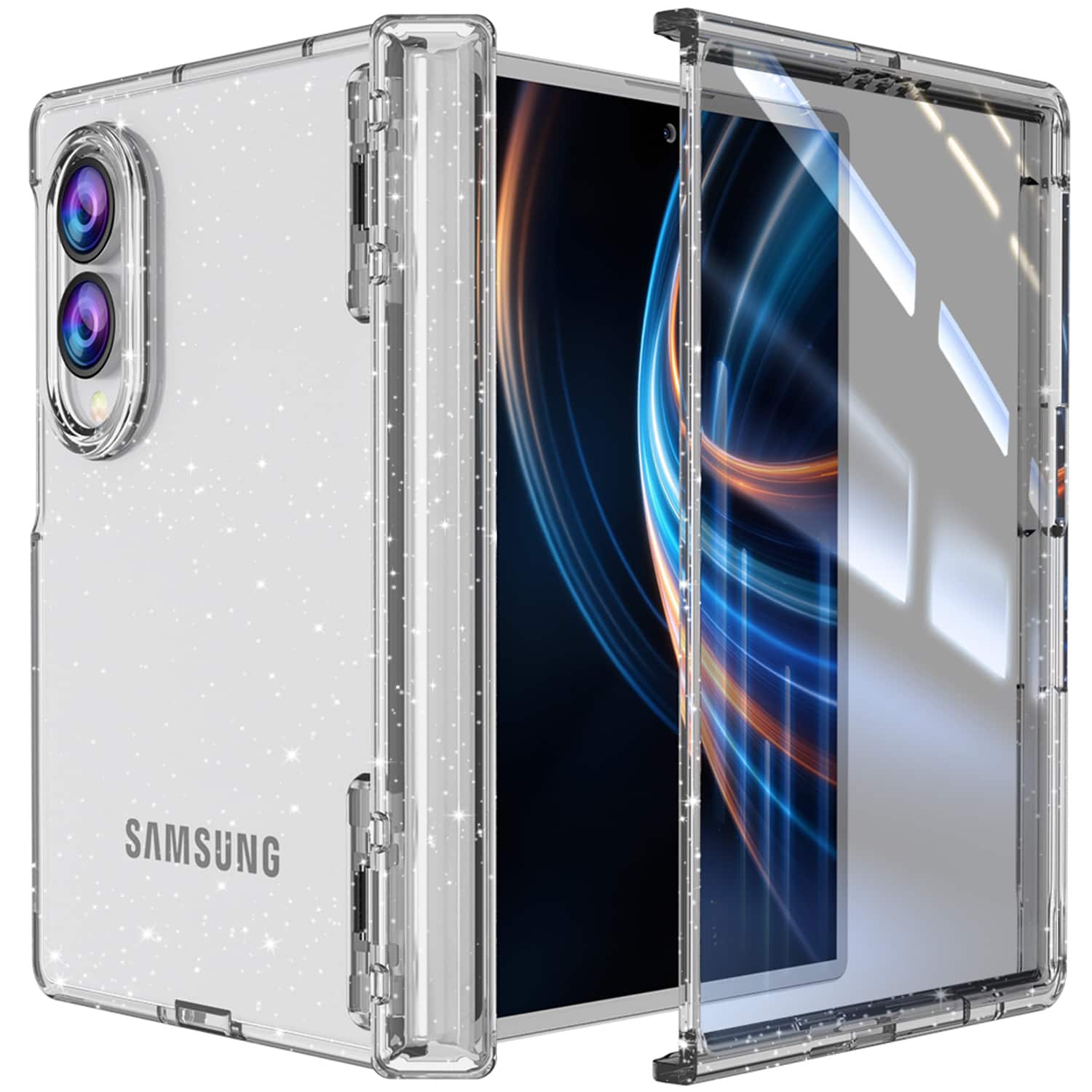 Dteck - for Samsung Galaxy Z Fold8 Case with Built-in Screen Protector, Full Hinge Protection,Rugged PC Glossy Clear Cover - Glitter price history on PriceWatchPro