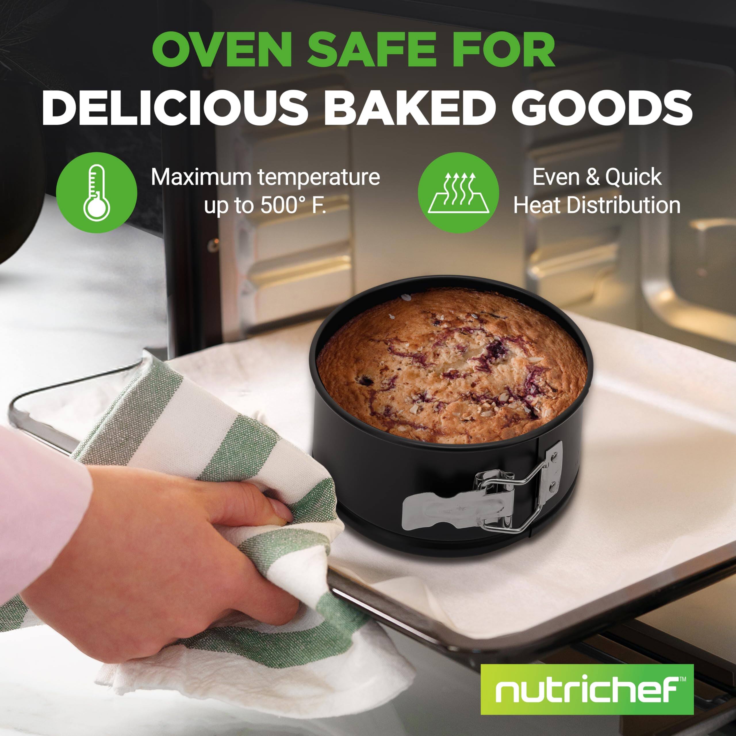 NutriChef 3 Piece Nonstick Springform Pan Set, 6