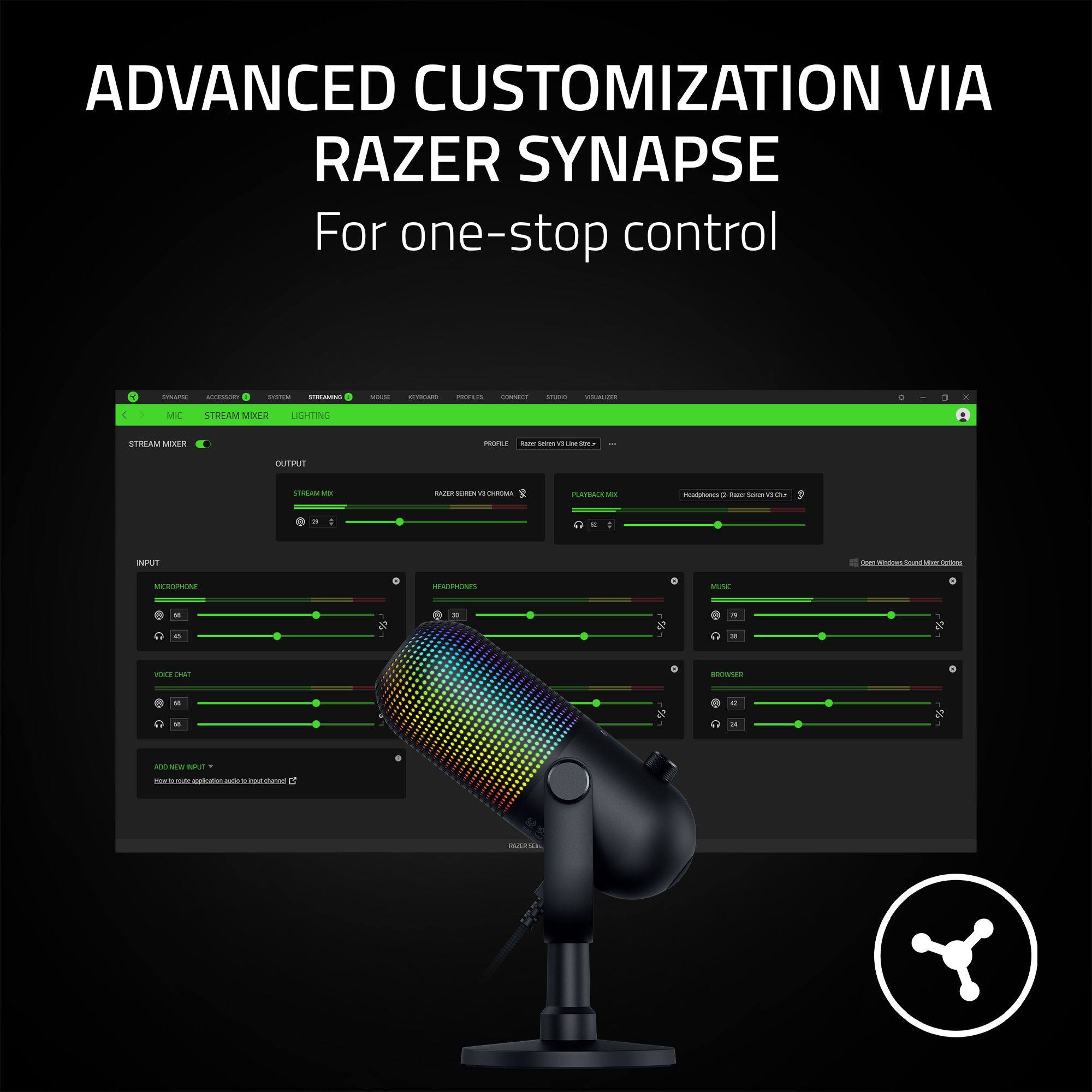 Advanced customization via Razer Synapse for one-stop control.
