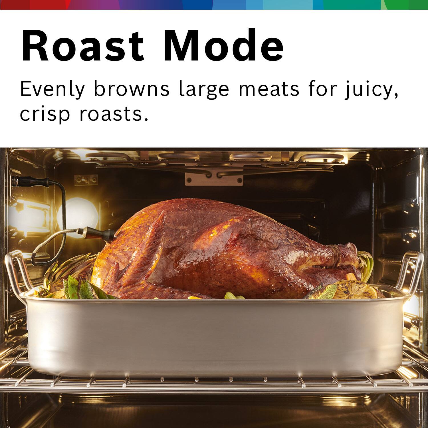 Roast Mode  
Evenly browns large meats for juicy, crisp roasts.