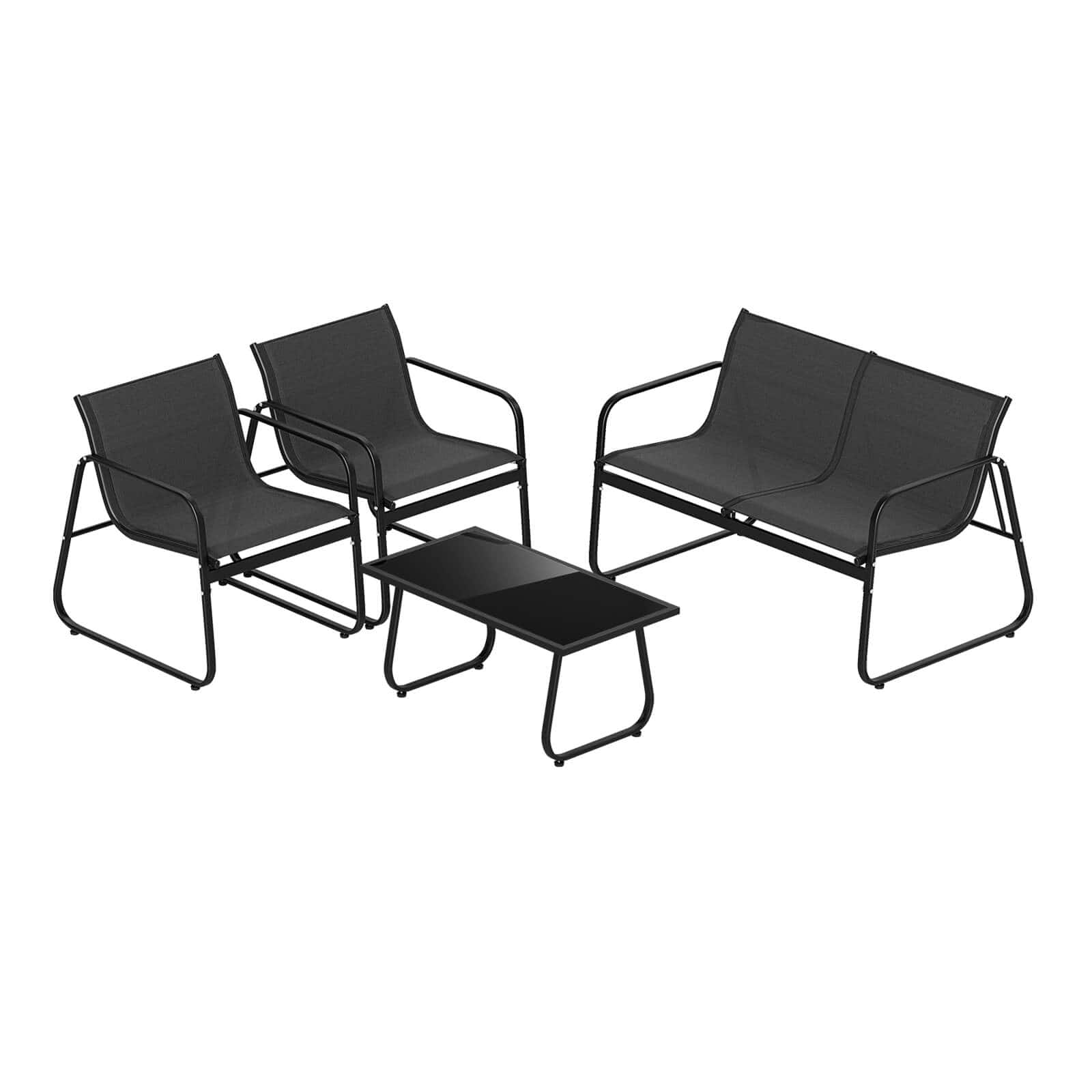 Costway - 4 PCS Patio Furniture Set Fabric Lawn Chairs and Loveseat with Coffee Table - Black price history on PriceWatchPro