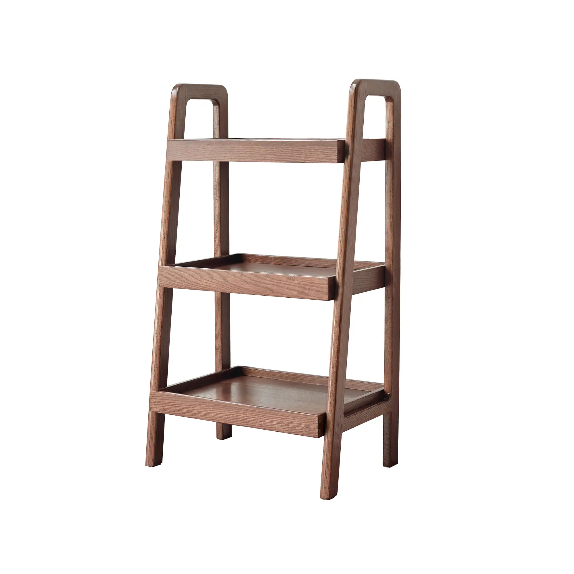 Alt View 2. Bestier - 3-Tier Beech Solid Wood Ladder Bookshelf Storage Rack for Entryway, Living Room, Bedroom, Walnut - Walnut.