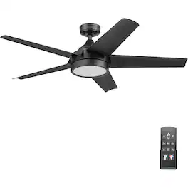 Honeywell - Byard 52” Ceiling Fan with LED Light and Remote Control - Matte Black