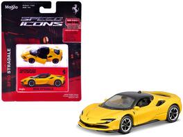 Ferrari SF90 Stradale Top "Speed Icons" Series 1/64 Diecast Model Car by Maisto - Yellow With Black