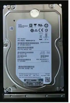 Newlett Packerd RF LR as DN Enterprise 20 e KC 6TB 12K SATA TH HPE MODEL: MB6000QVY28 MADE IN THAILAND CT: 2VY28013X50019 HPE P/N: 846520-002 PN 1YZ110-265 C9 Oalt 17191 SN ZADOSNW FW HFC2 500005800345717 ST6000NM2115 HPE GPN: 861759-002 by COM LLE STROK S $117230090 PN