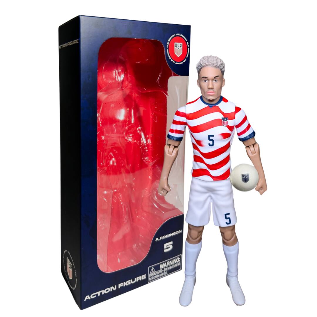 ACTION FIGURE  
A. ROBINSON  
5  
WARNING: CHOKING HAZARD - Small parts. Not for children under 3 years.  
USA  
U.S. SOCCER  
ACTION FIGURE