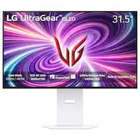 LG - UltraGear 32" OLED Dual Mode (4K UHD 240Hz,FHD 480Hz), 0.03ms NVIDIA G-SYNC, AMD Freesync Pro Gaming Monitor (HDMI, DP) - White - Front_Zoom