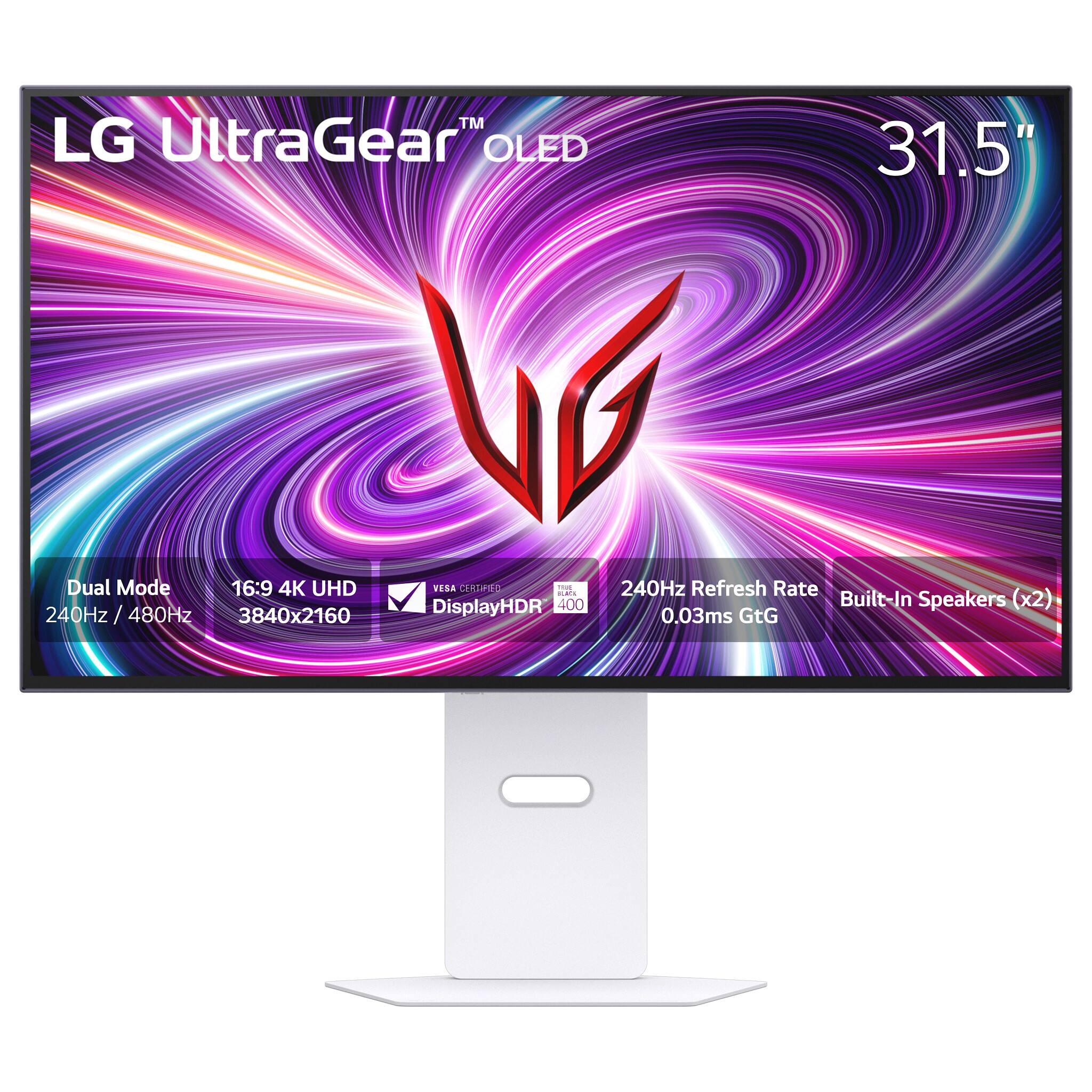 LG UltraGear OLED 31.5" Dual Mode 16:9 4K UHD 240Hz / 480Hz 3840x2160 VESA DisplayHDR 400 240Hz Refresh Rate Built-In Speakers (x2) 0.03ms GtG