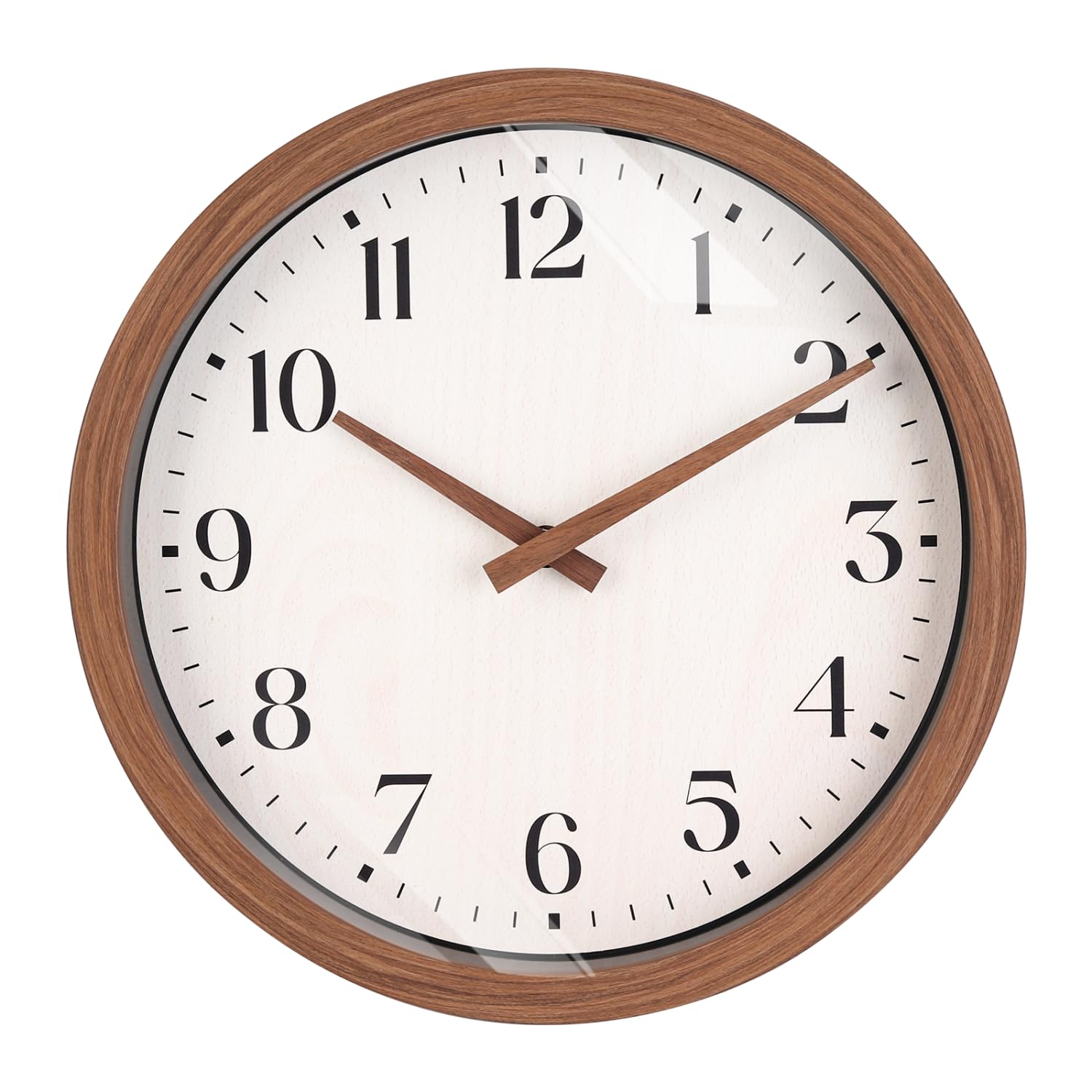 Front. Dazzed Corner - 12 Inch Silent Wall Clock - Brown.