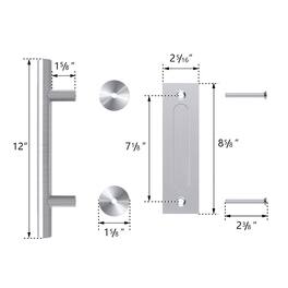 Boyel Living - 12 in. Ladder Pull and Flush Sliding Barn Door Handle Set (2-Pack) - Stainless Steel