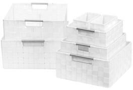 Sorbus - 7 Piece Storage Baskets for Organizing , Mesh, Linen, Organizer Storage Baskets for Home or Office - White