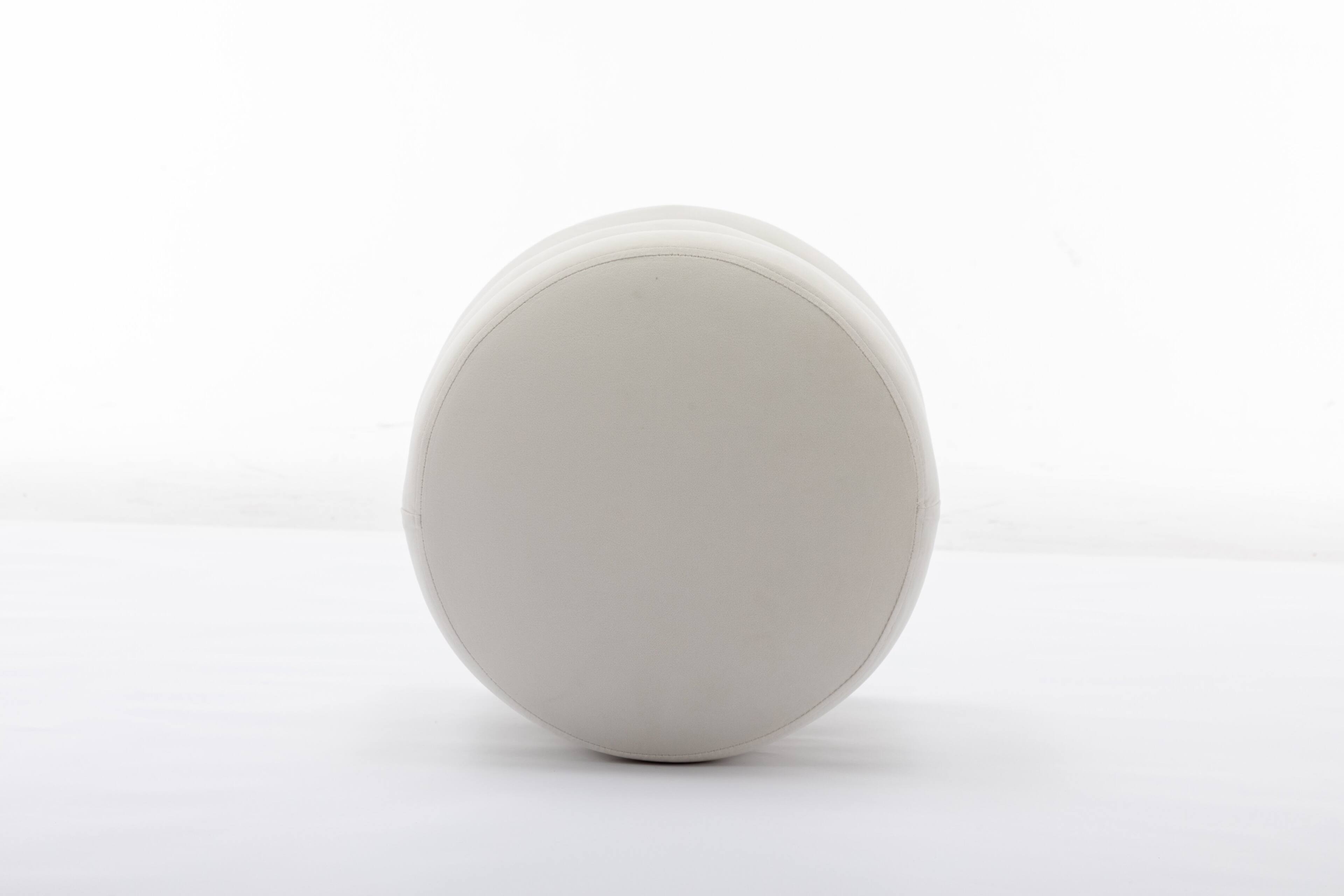 Alt View 9. GOODSILO - Soft Velvet Round Ottoman Footrest Stool with Wooden Frame for Living Room and Bedroom Comfortable Seating - Ivory.