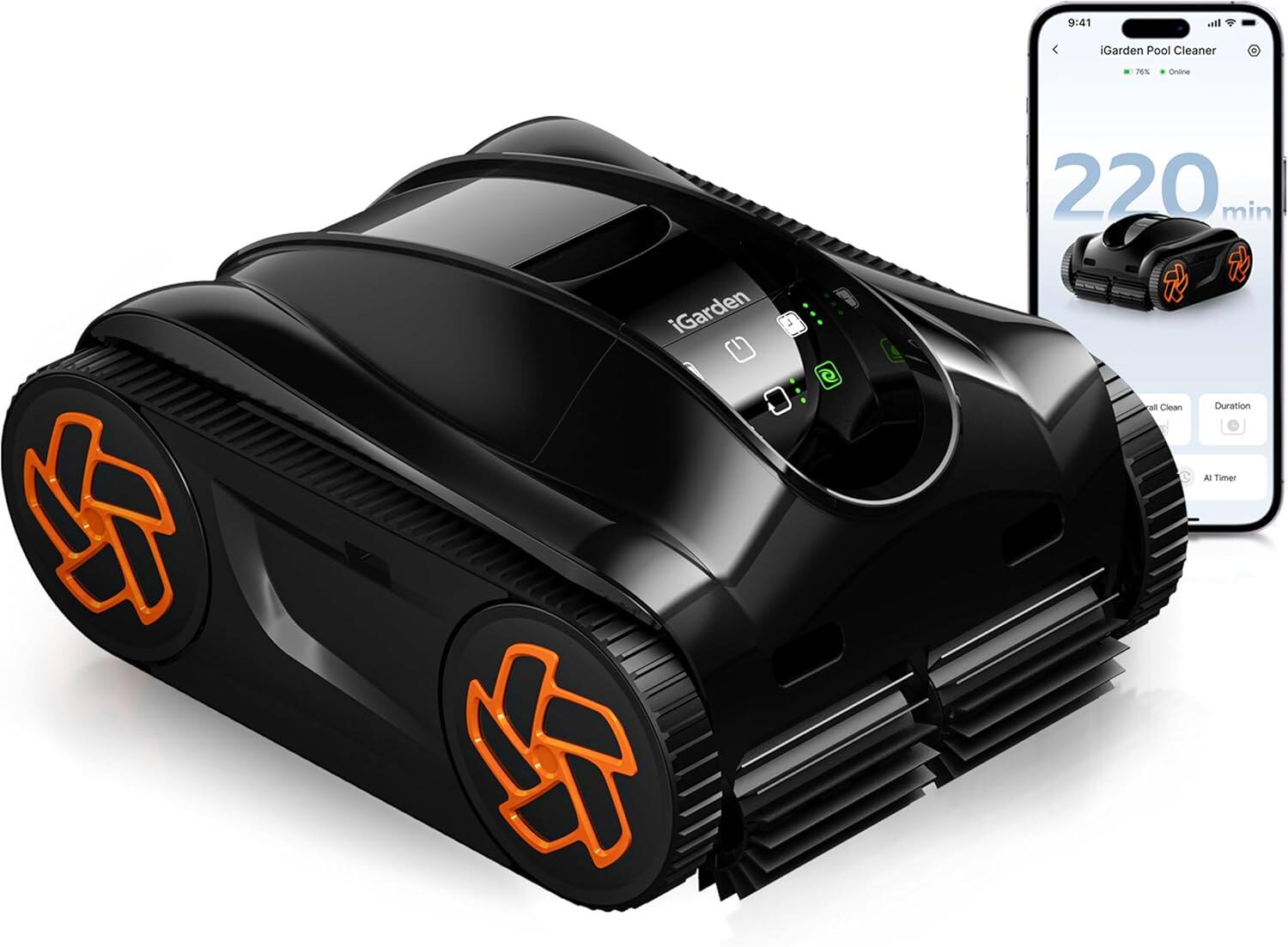 iGARDEN - Pool Cleaner K36, 220 Min Cordless Pool Vacuum Robot for Inground & Above Ground Pools, Smart Navigation