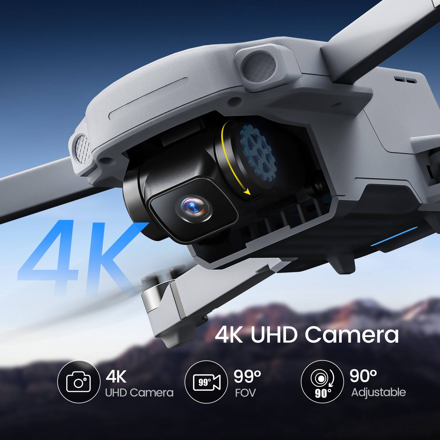 4K UHD Camera  
99° FOV  
90° Adjustable