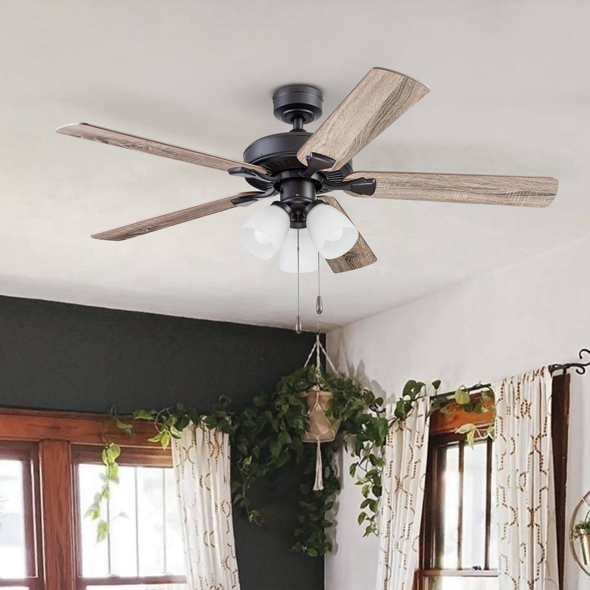 Alt View 8. Portage Bay - Portage Bay 52" Stannor Ceiling Fan Indoor Light Kit with 3 Bulbs, 51434, Bronze - Bronze.