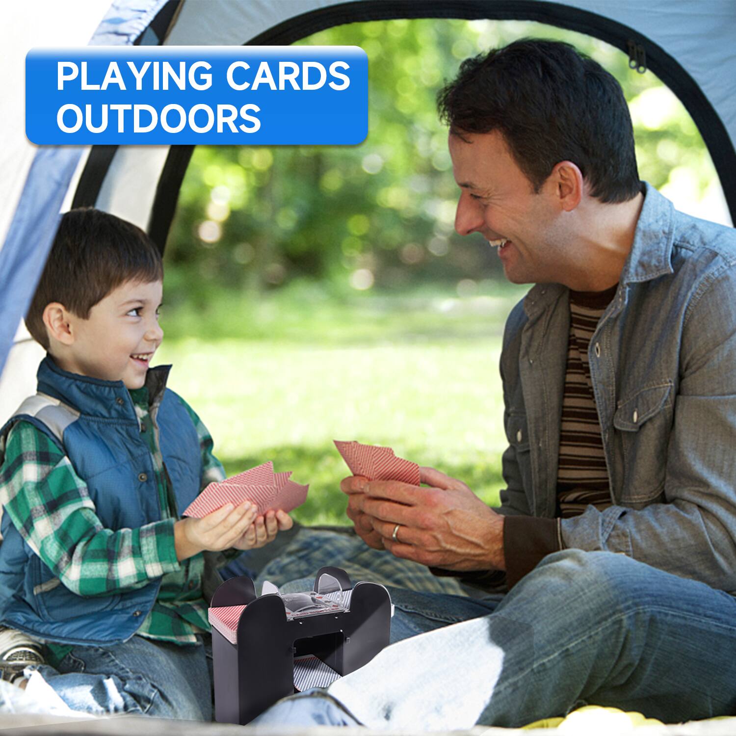 playing cards outdoors