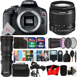 Canon - EOS Rebel T7 24.1MP DSLR Camera + 18-55mm & 420-800mm Lens Accessory Kit