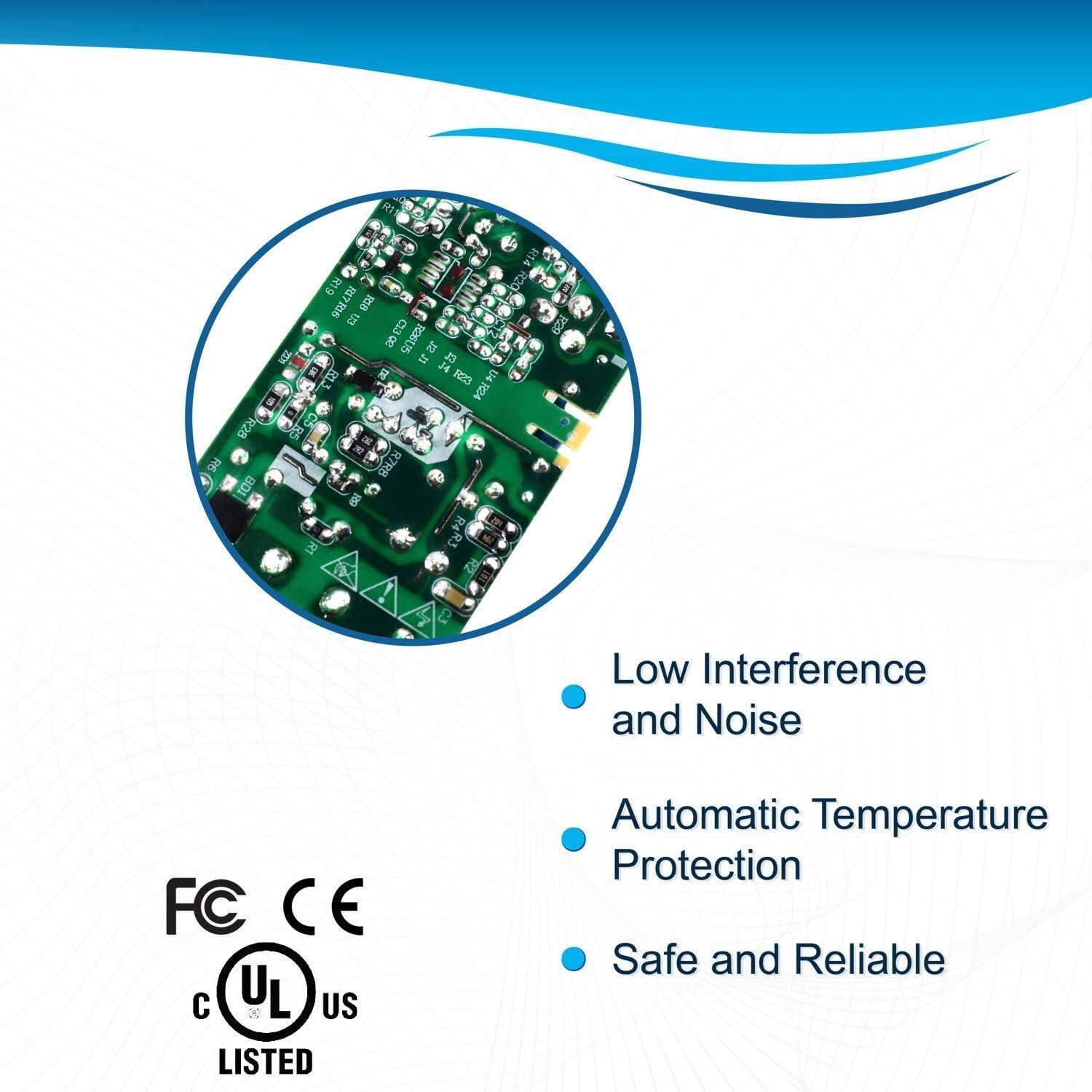 R28 108 618 R17 R16 6 e 8 R36 US 32 S L R23 R24 85 R7 RB ReR

Low Interference and Noise

Automatic Temperature Protection

Safe and Reliable

FC CE UL US LISTED