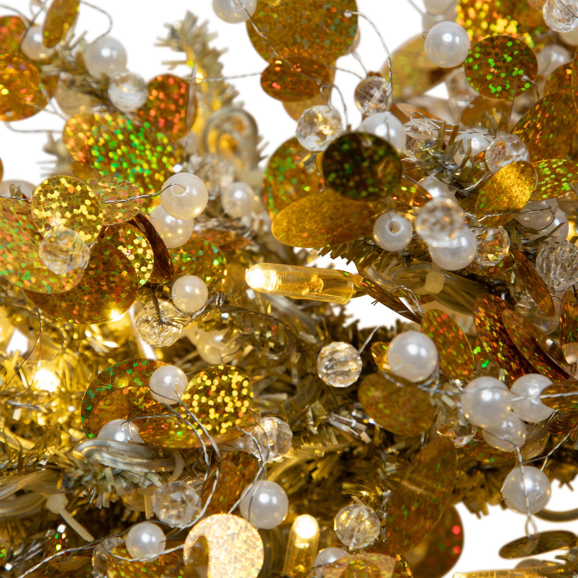 Alt View 5. GKI/Bethlehem Lighting - LED Lighted Commercial Manhattan Lightspray Christmas Swag - 9' - Gold - Gold.