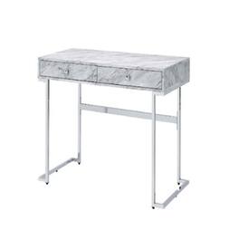 Manhattan Lane - Writing Desk with 2 Drawers and Faux Marble Top - Gray