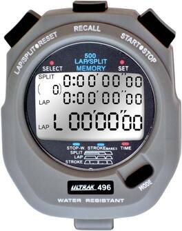 Ultrak - 496 500 Lap Dual Split Memory Stopwatch - Grey - Gray