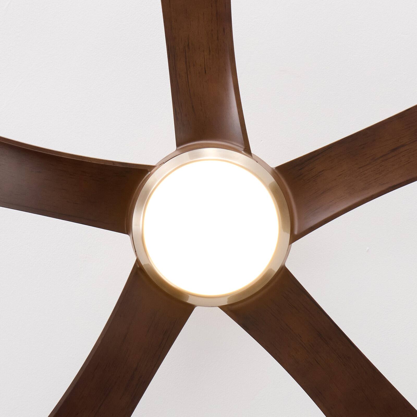 Alt View 6. Siljoy - 52 Inch Retro Wood Grain 5 Blade Ceiling Fan with Light Brushed Nickel Canopy LED Ceiling Fan for Bedroom Living Room - Brown.