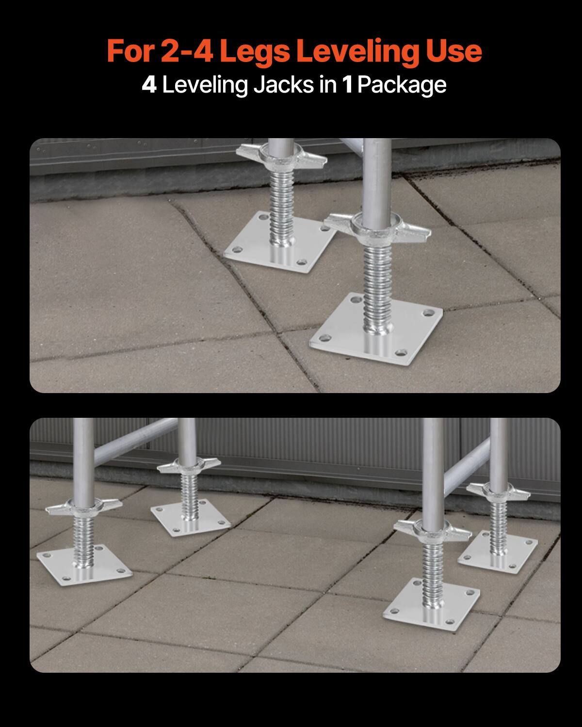 For 2-4 Legs Leveling Use  
4 Leveling Jacks in 1 Package