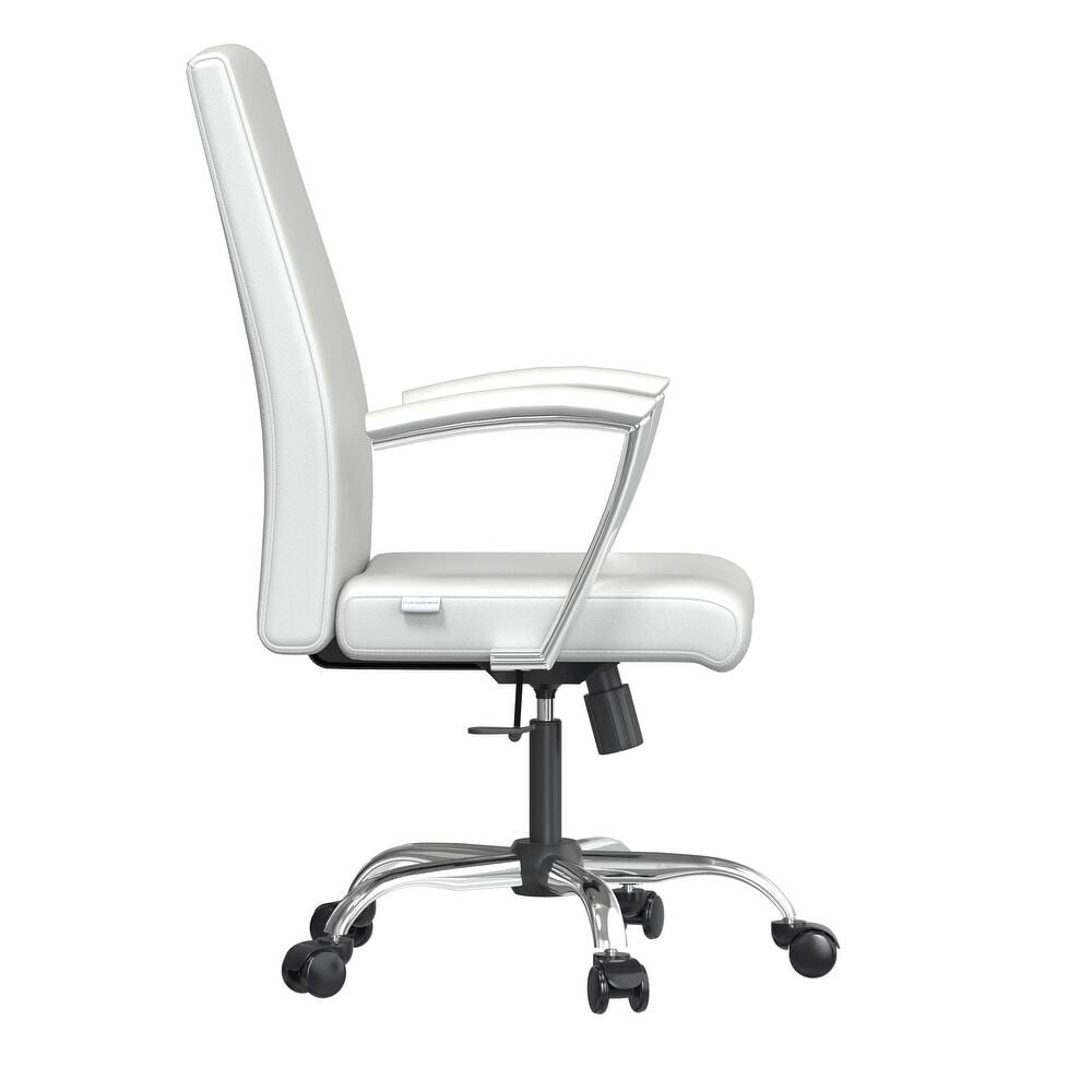 Alt View 4. LeisureMod - Evander Adjustable High-Back Office Chair Upholstered Leather Seat with Swivel and Tilt Ergonomic Desk Chair - White.