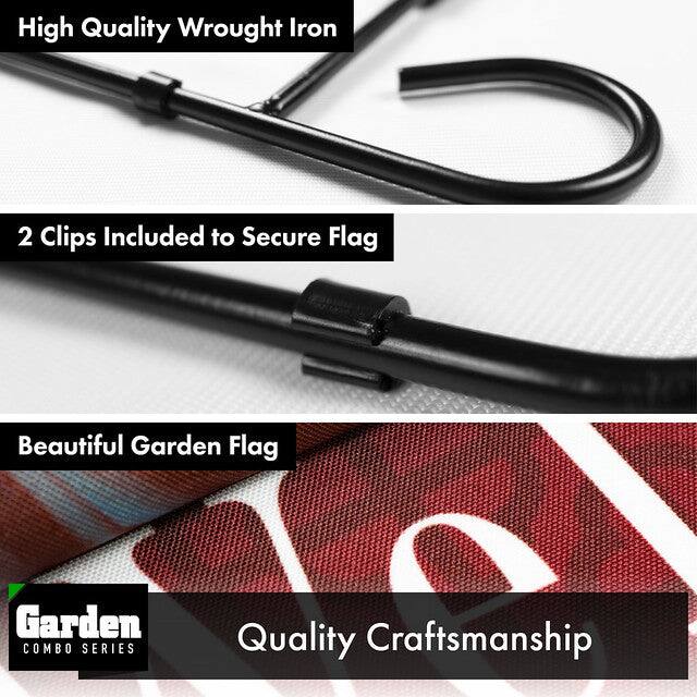 - High Quality Wrought Iron
- 2 Clips Included to Secure Flag
- Beautiful Garden Flag
- Quality Craftsmanship

Garden COMBO SERIES