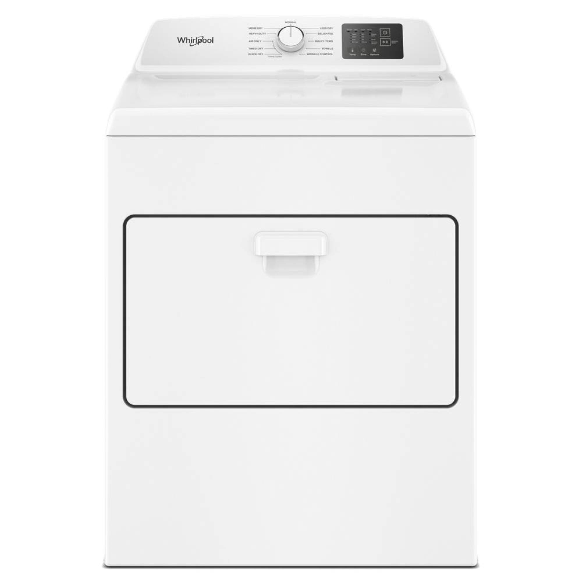 Front. Whirlpool - 7.0 Cu. Ft. Electric Dryer with Adaptive Dry and Wrinkle Shield option and Top Venting - White.