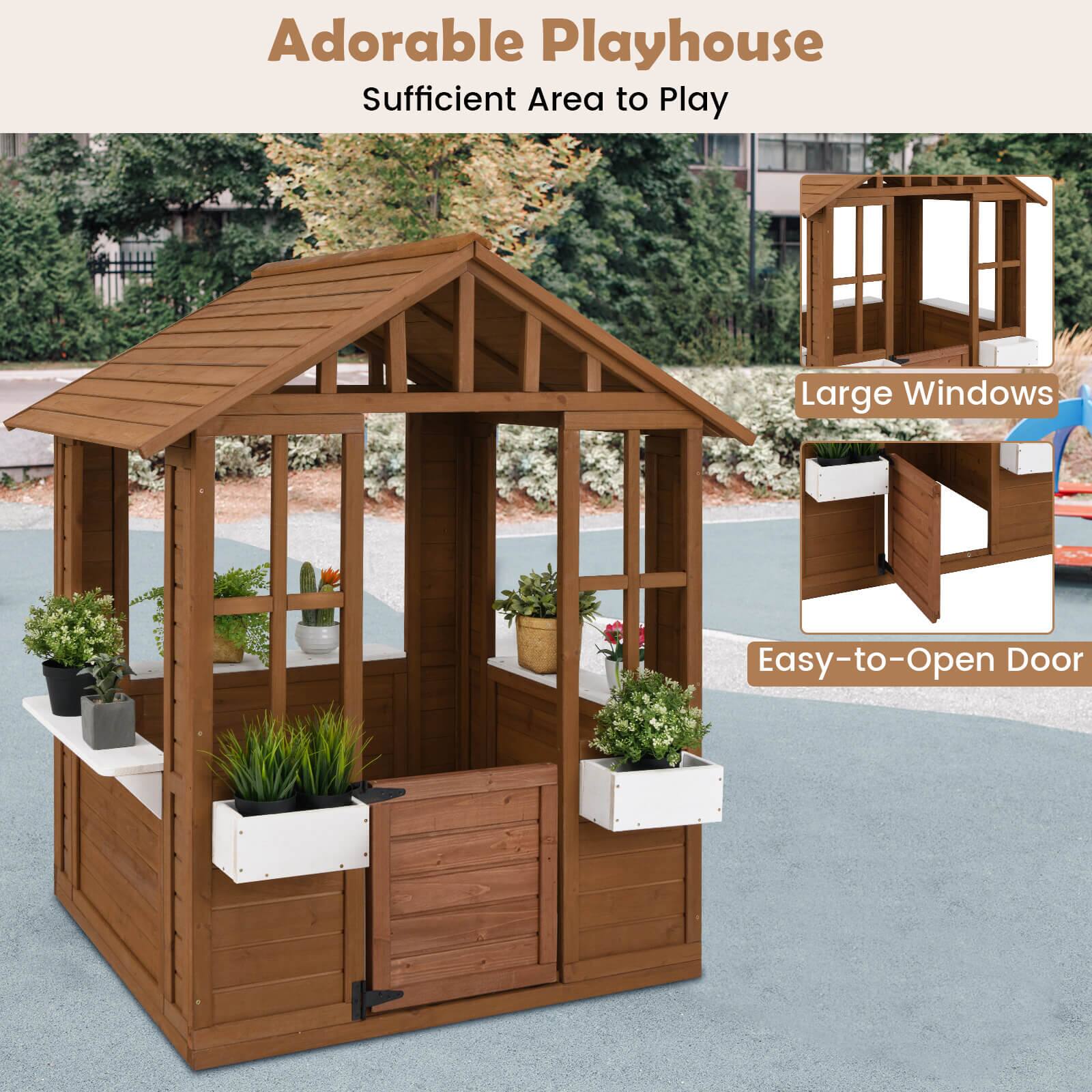 Adorable Playhouse  
Sufficient Area to Play  

Large Windows  
Easy-to-Open Door