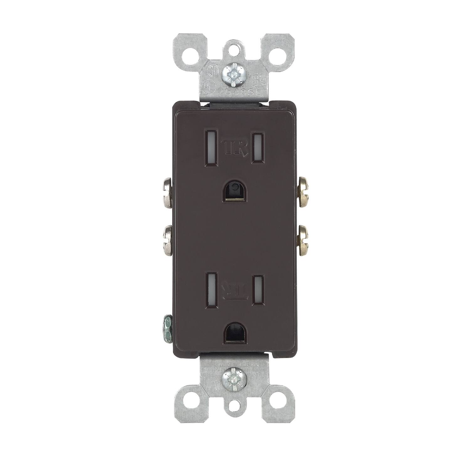 Front. Leviton - Leviton Decora 15 amps 125 V Duplex Brown Outlet 5-15R 1 pk - Brown.