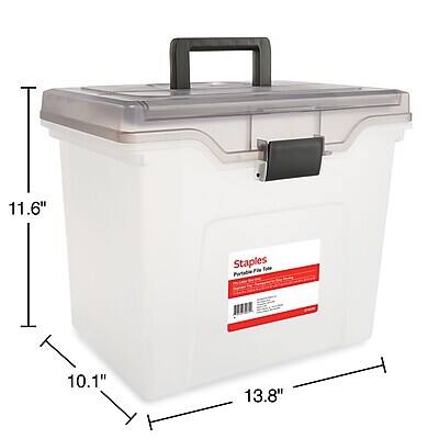 Staples File Box File Portable Tote, Letter Size Clear 140165