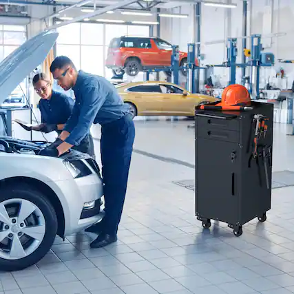 Front. Anysun - Anysun Rolling Narrow Metal Space-Saving Garage Storage Tool Cabinet for Tight Spaces - Black.