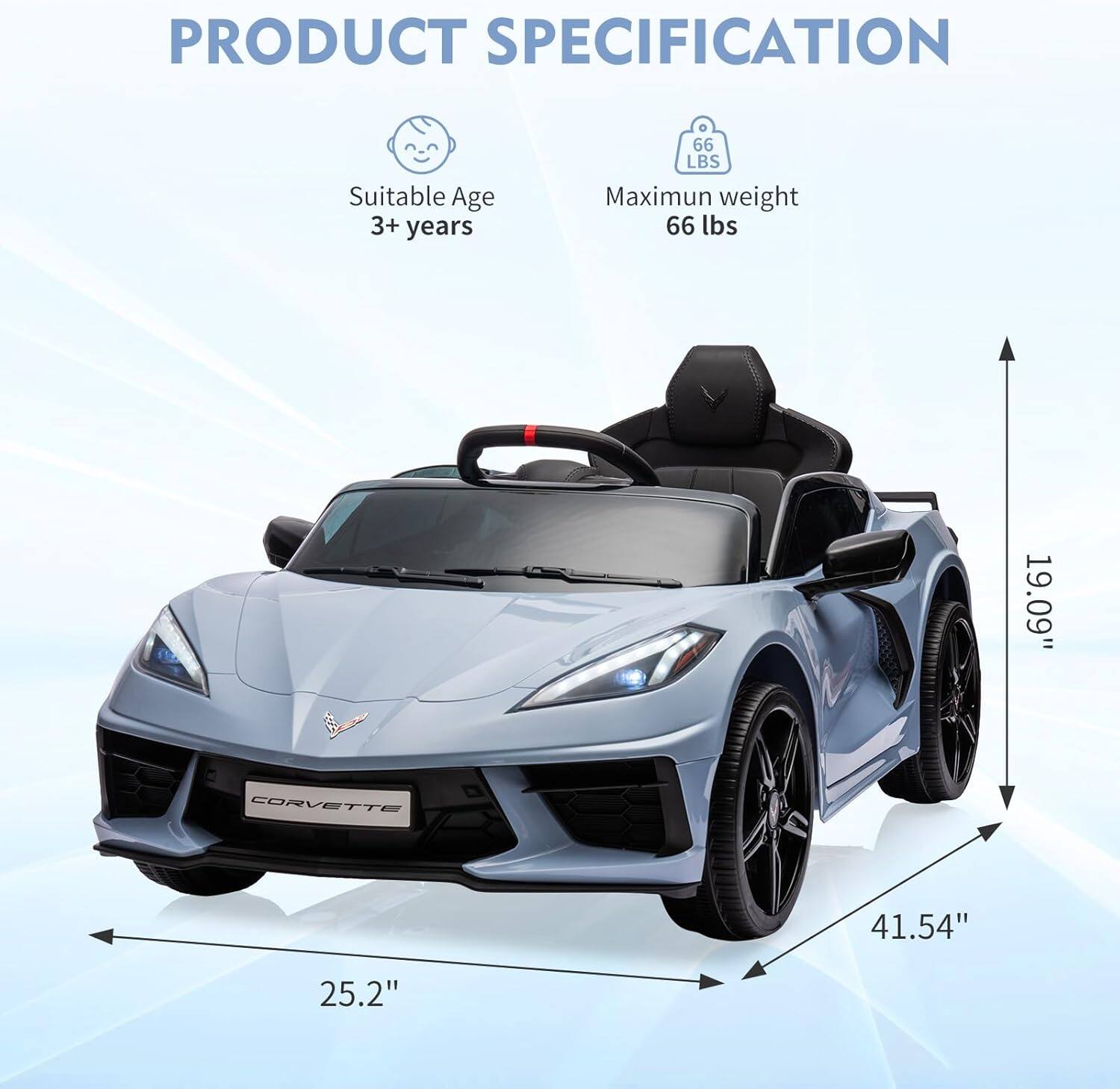 PRODUCT SPECIFICATION

Suitable Age  
3+ years

Maximum weight  
66 lbs

19.09"  
41.54"  
25.2"