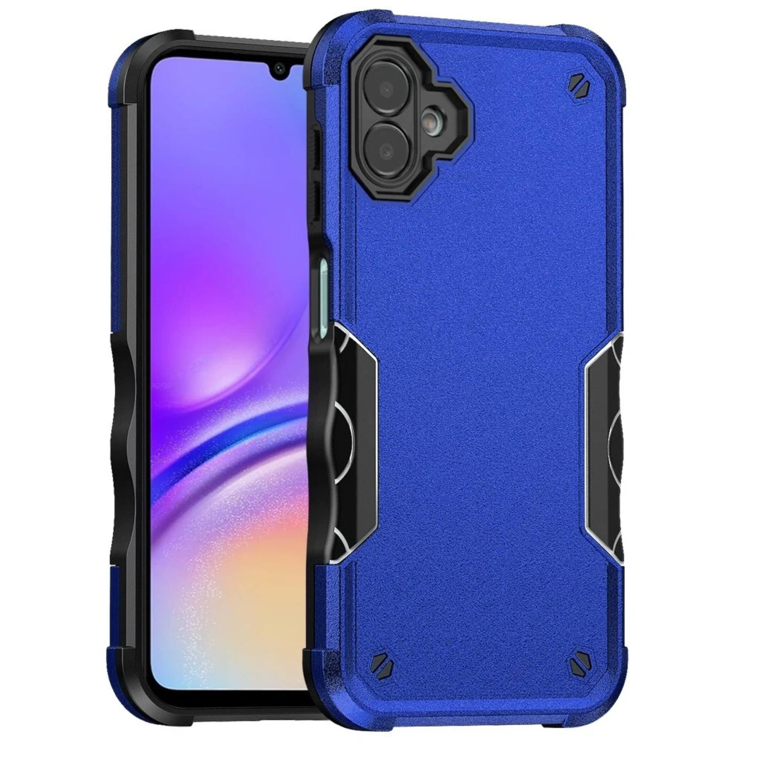 Front. Kitcheniva - Exquisite Tough Grip Shockproof Hybrid Phone Case For Samsung Galaxy A06 Blue - Blue.