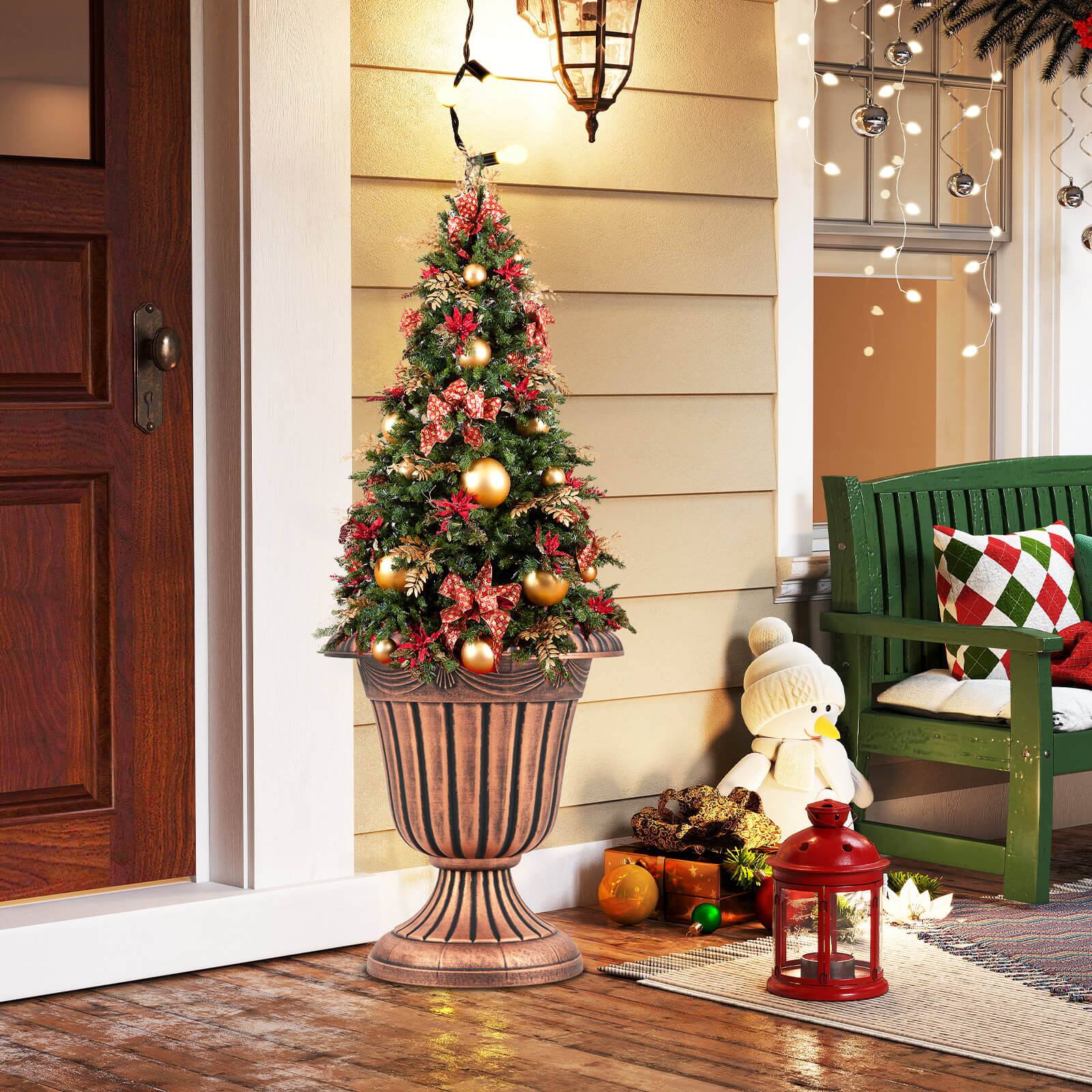 Alt View 4. Costway - Costway 18 inch Tall Vintage Planters Set of 4 with Pedestal Base & Pre-marked Drain Hole.