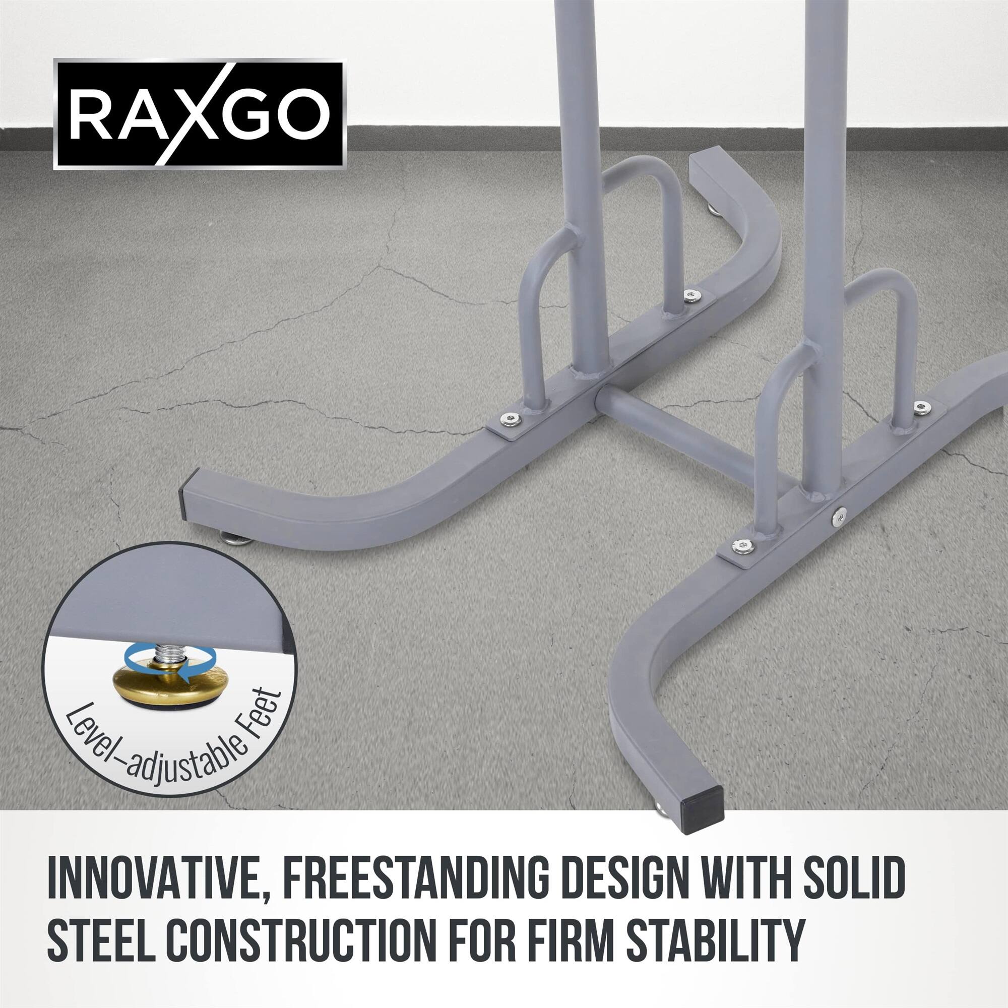 RAXGO, GO Feet Level-adjustable, INNOVATIVE, FREESTANDING DESIGN WITH SOLID STEEL CONSTRUCTION FOR FIRM STABILITY