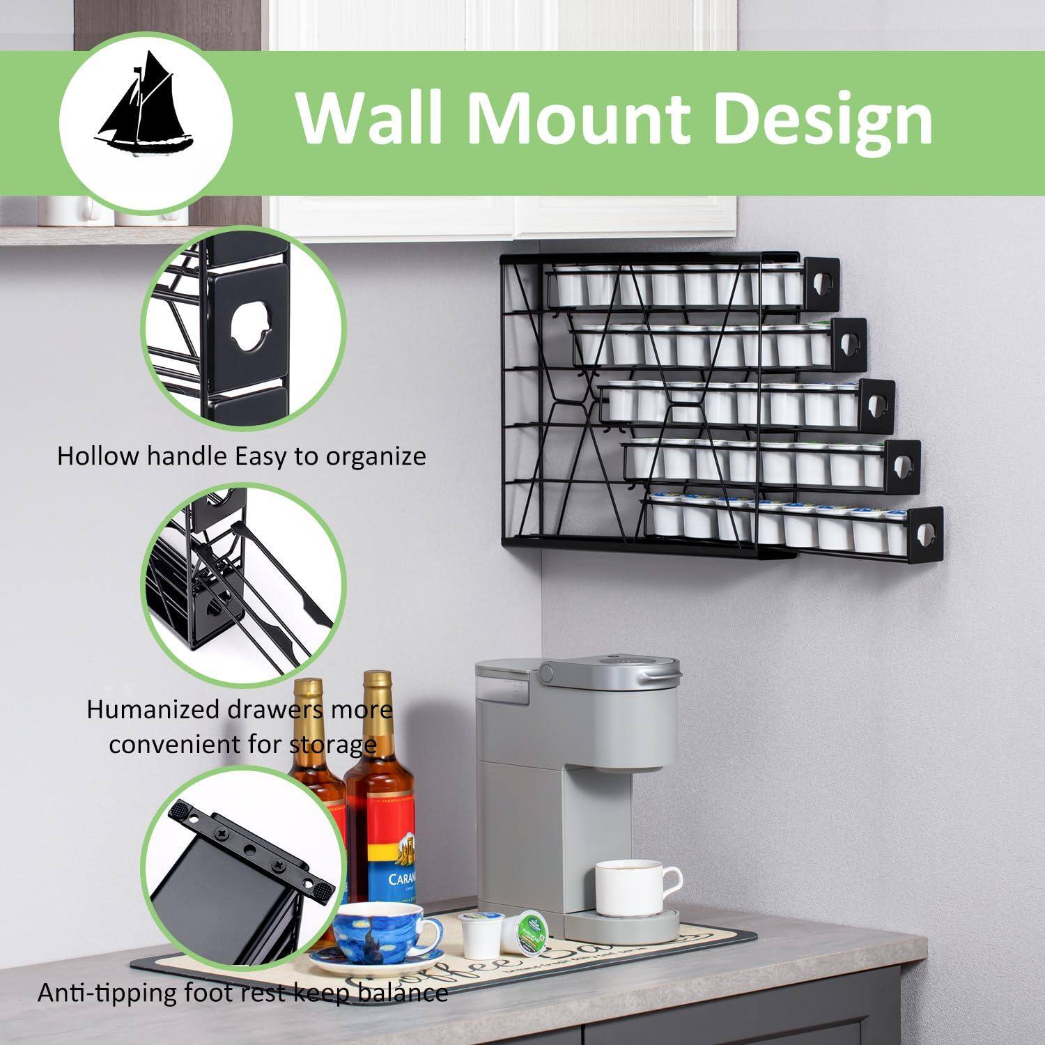 Wall Mount Design

- Hollow handle Easy to organize
- Humanized drawers more convenient for storage
- Anti-tipping foot rest keep balance