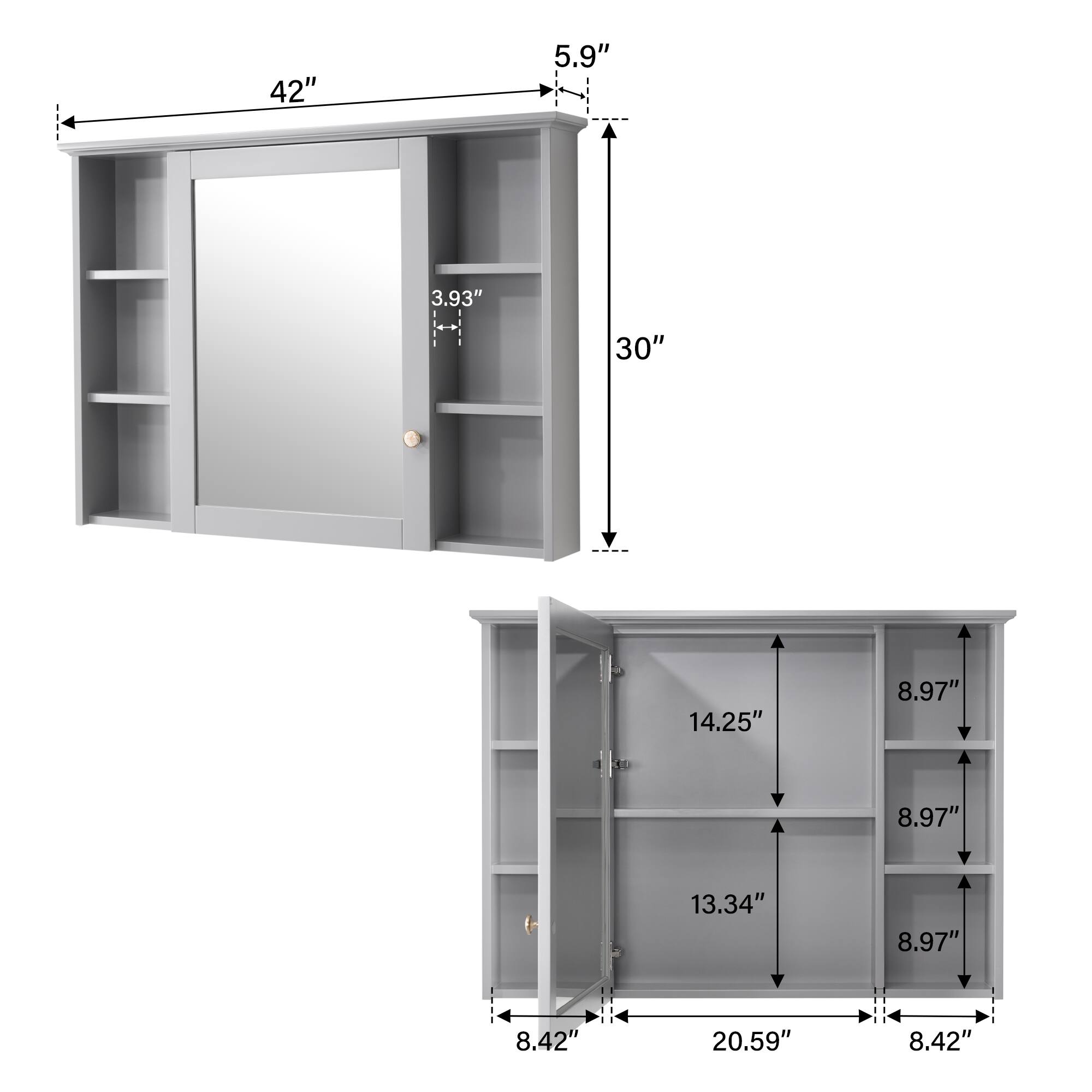 42" x 5.9" x 3.93" x 30" x 14.25" x 8.97" x 8.97" x 13.34" x 8.97" x 8.42" x 20.59" x 8.42"